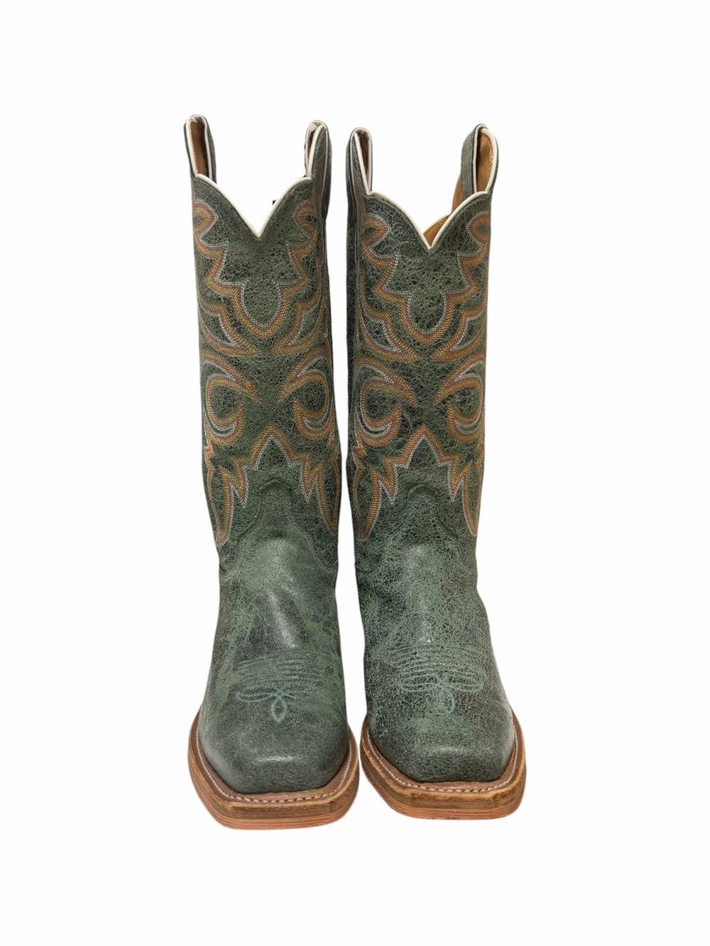 Justin Turquoise Leather Cowboy Boots